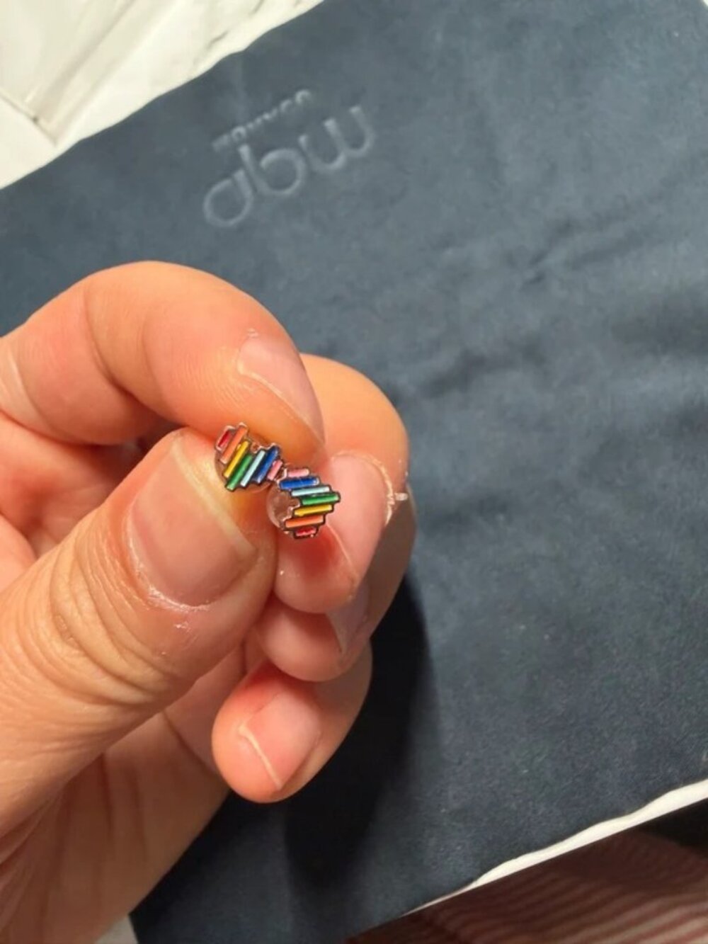 Rainbow heart stud earrings colorful enamel